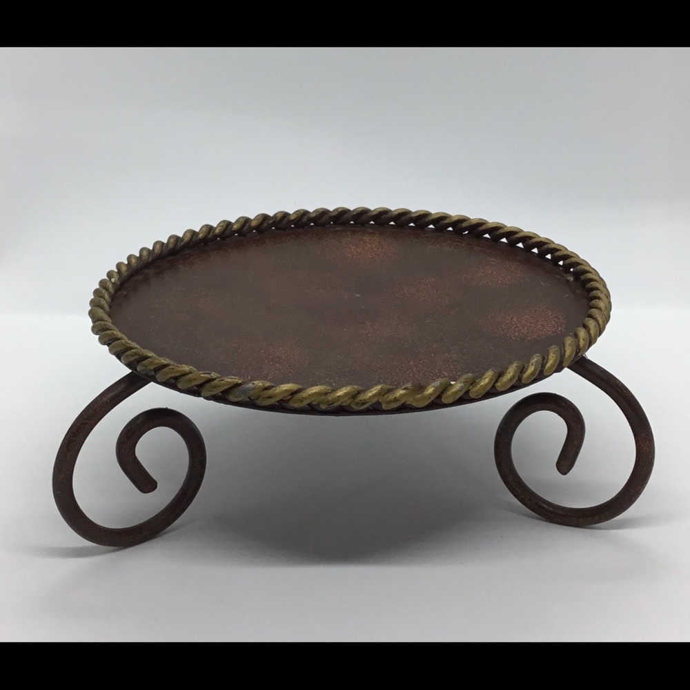 Candle Holder/Stand Braided Flat Bronze/Gold Metal